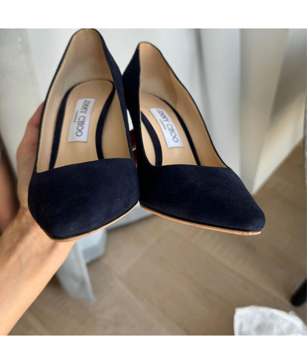 JIMMY CHOO Темно-синие замшевые туфли, фото 7