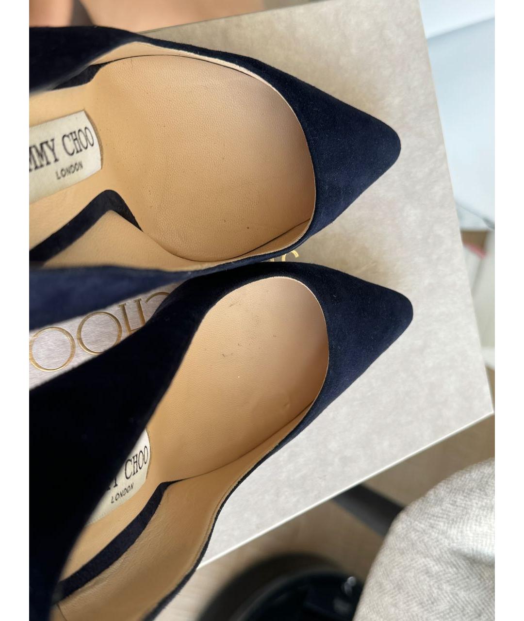 JIMMY CHOO Темно-синие замшевые туфли, фото 4