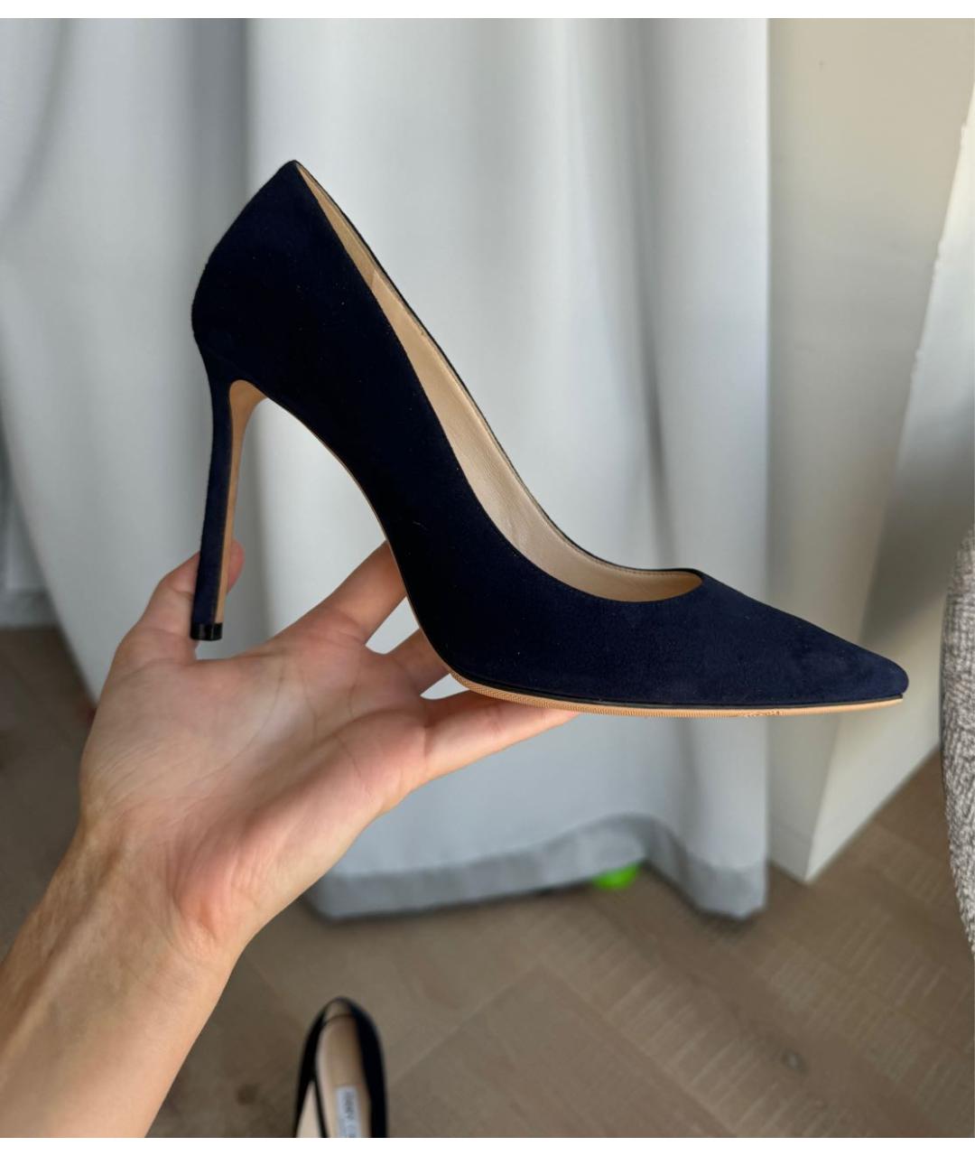 JIMMY CHOO Темно-синие замшевые туфли, фото 8