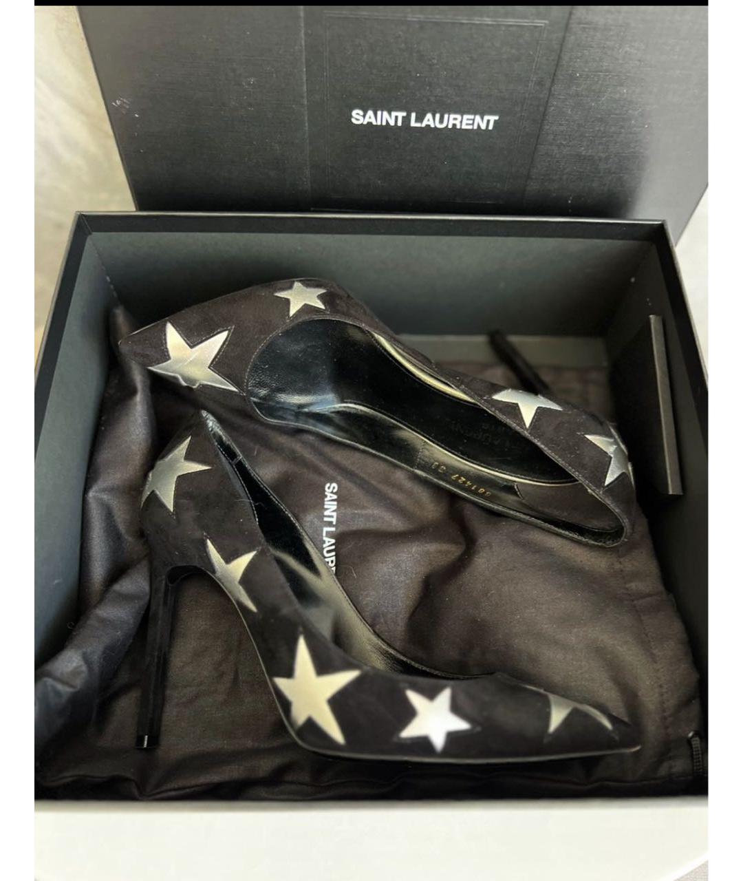 SAINT LAURENT Черные замшевые туфли, фото 4
