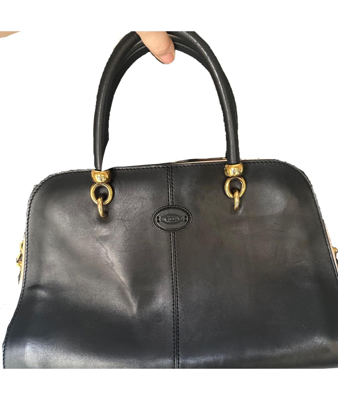 TOD'S Черная кожаная сумка с короткими ручками, фото 3