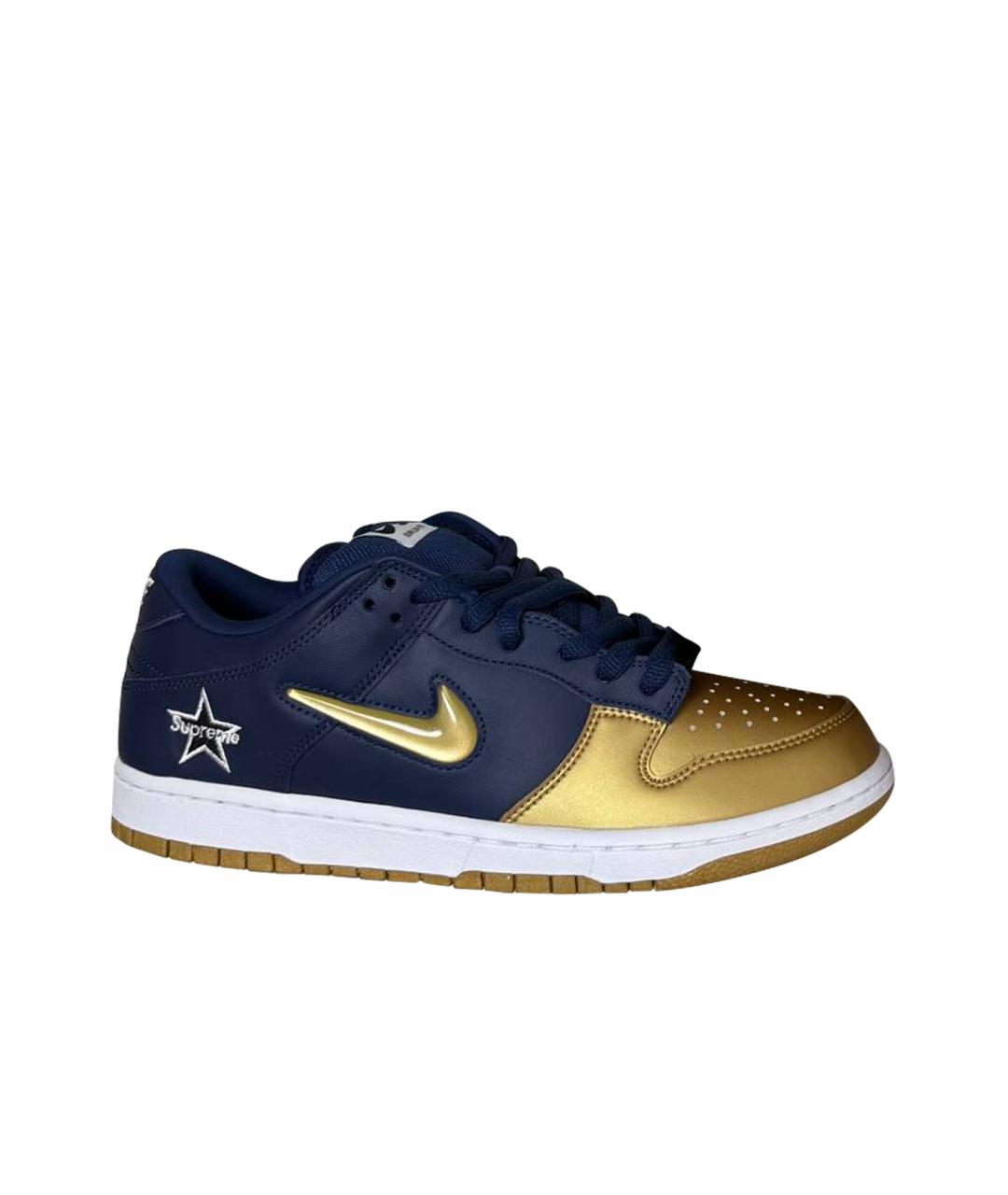NIKE Синие кожаные низкие кроссовки / кеды, фото 1