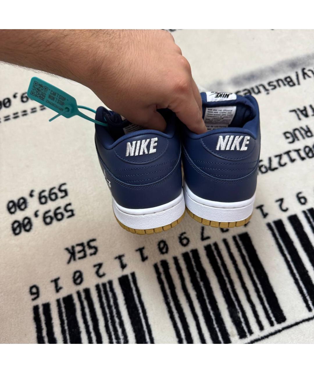 NIKE Синие кожаные низкие кроссовки / кеды, фото 4