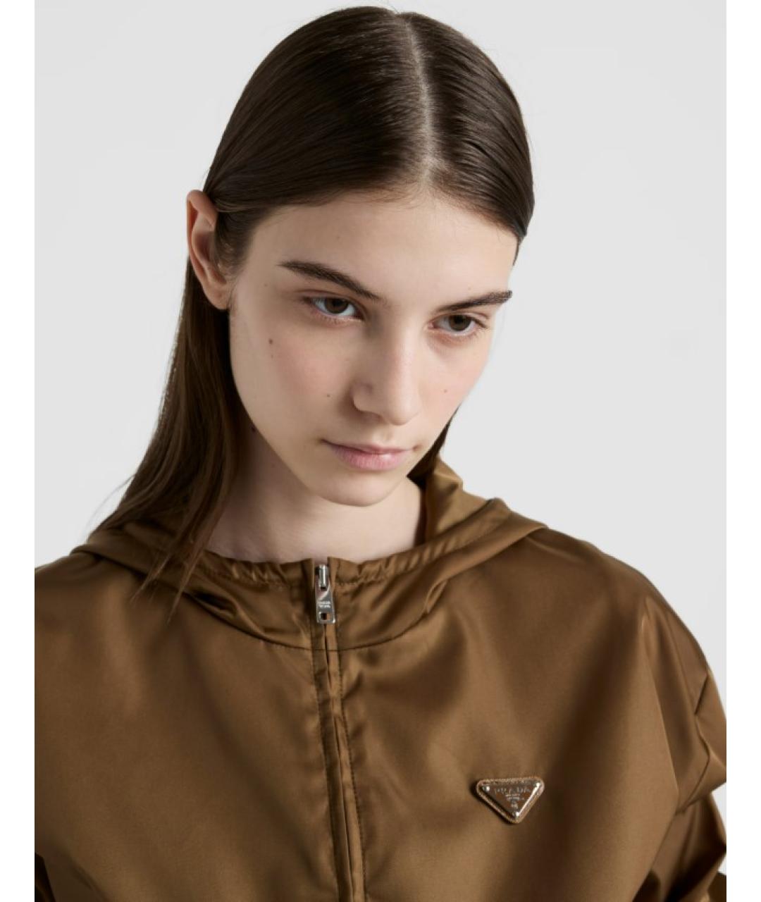 PRADA Коричневая полиэстеровая куртка, фото 3