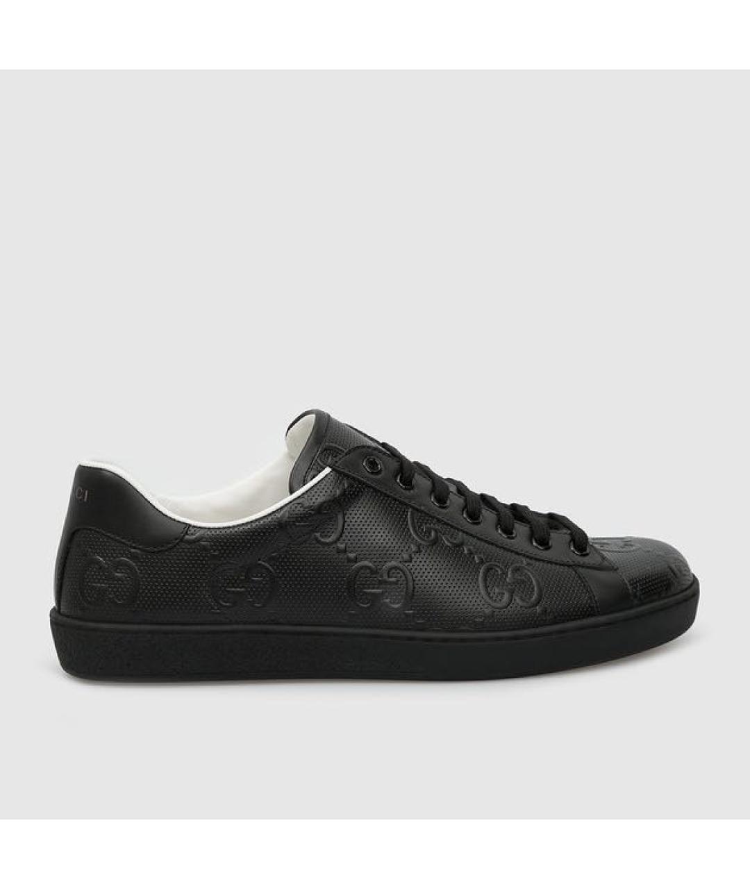 GUCCI Черные кожаные низкие кроссовки / кеды, фото 5