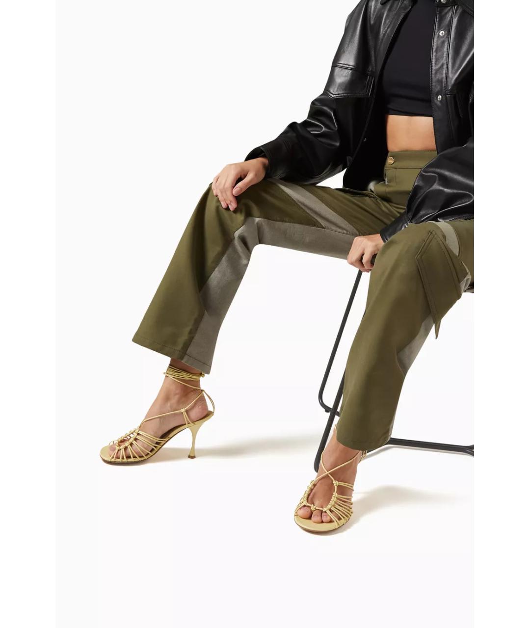 BOTTEGA VENETA Желтые кожаные босоножки, фото 2