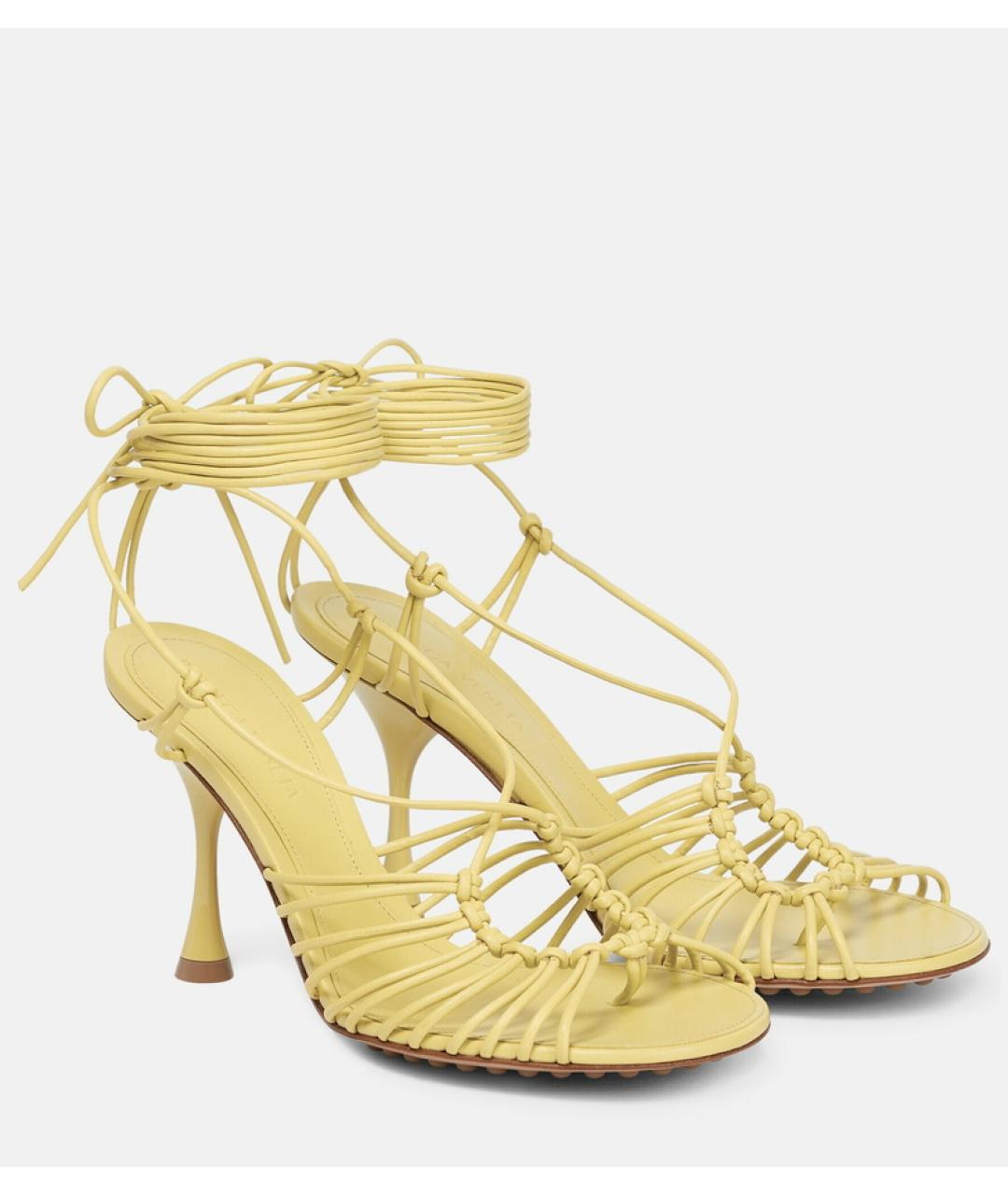 BOTTEGA VENETA Желтые кожаные босоножки, фото 7