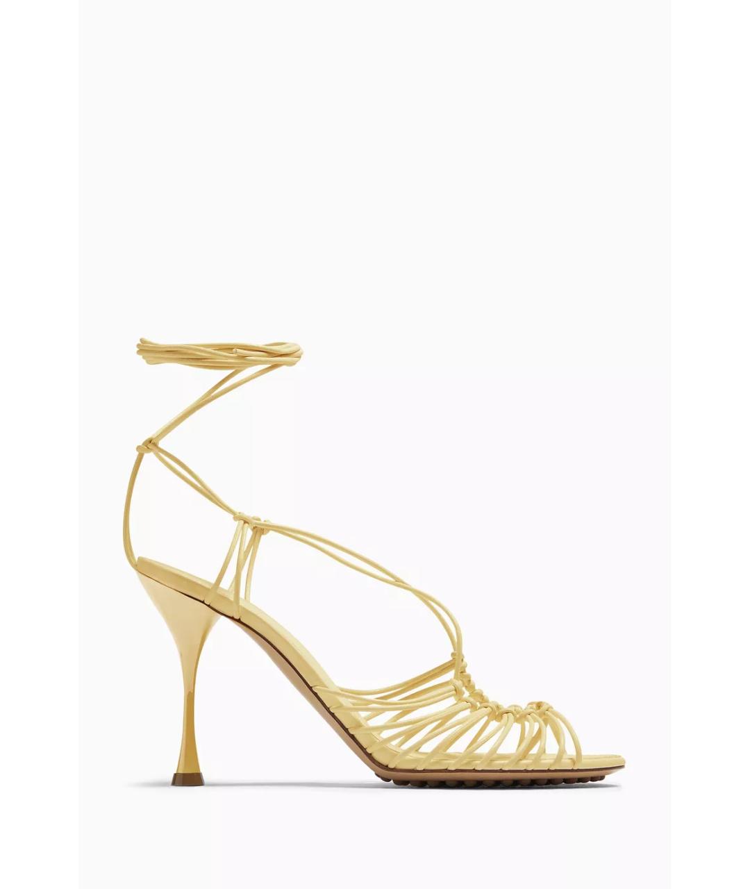 BOTTEGA VENETA Желтые кожаные босоножки, фото 10