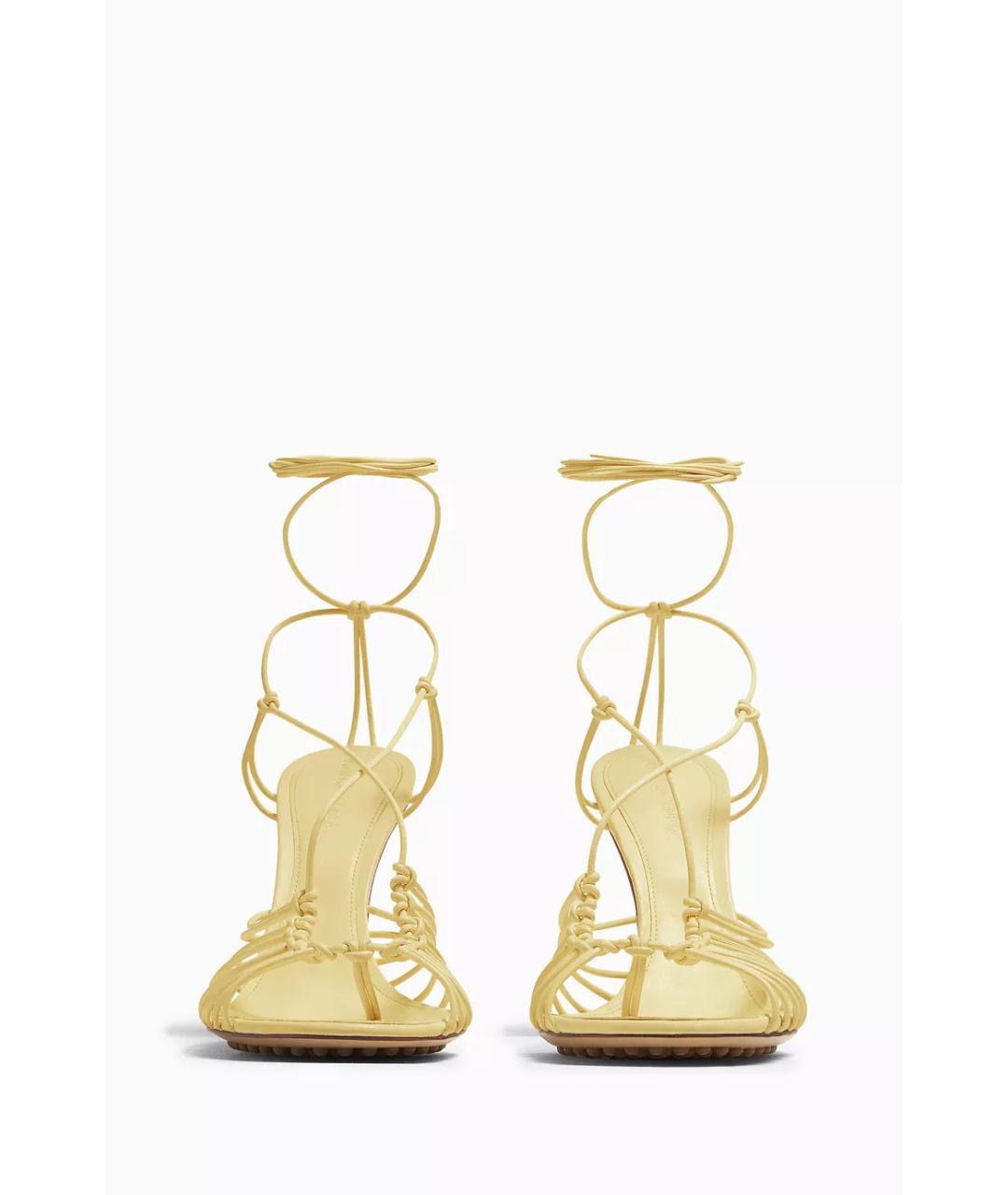 BOTTEGA VENETA Желтые кожаные босоножки, фото 5