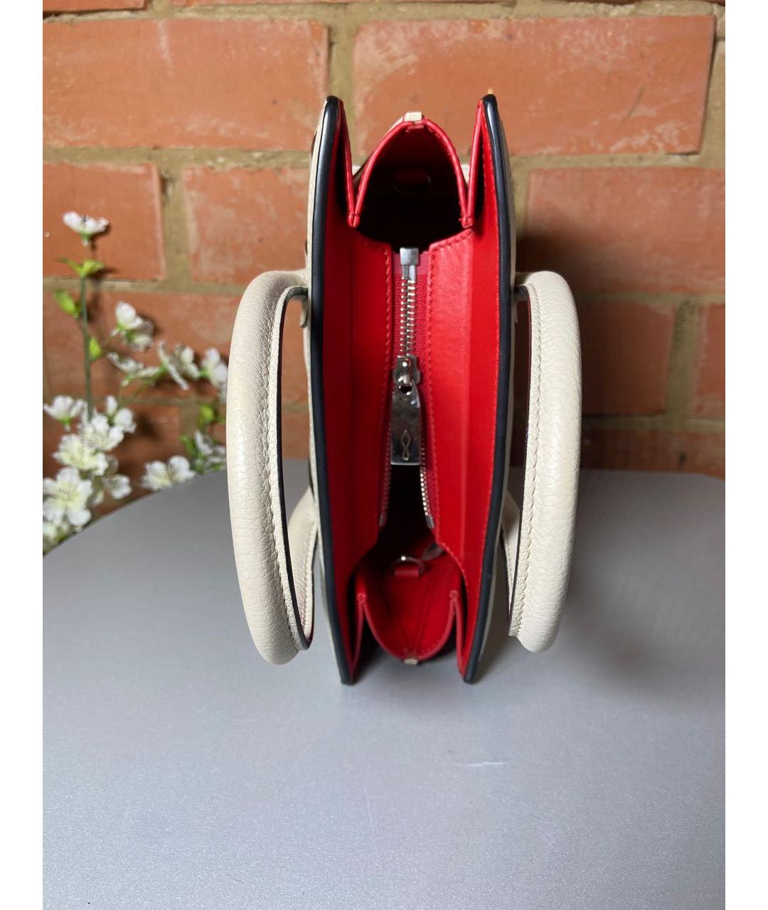 CHRISTIAN LOUBOUTIN Бежевая кожаная сумка с короткими ручками, фото 3