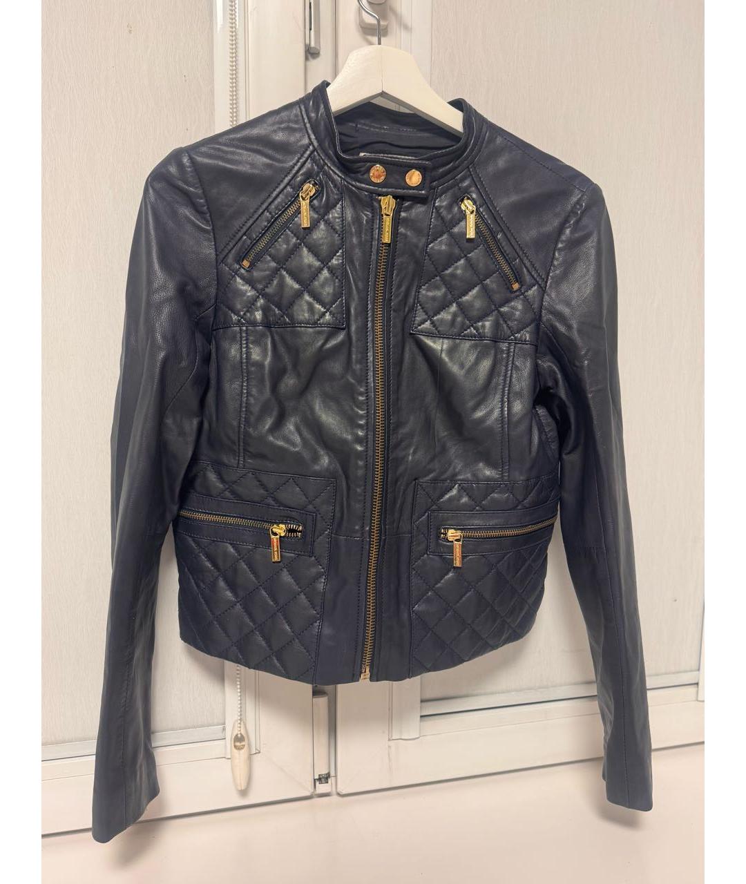 MICHAEL KORS Темно-синяя кожаная куртка, фото 6
