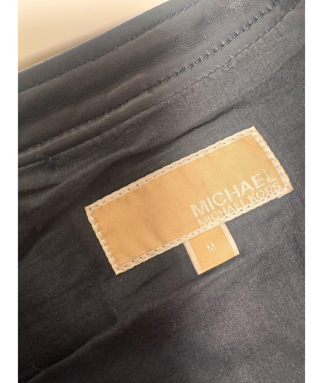 MICHAEL KORS Темно-синяя кожаная куртка, фото 4
