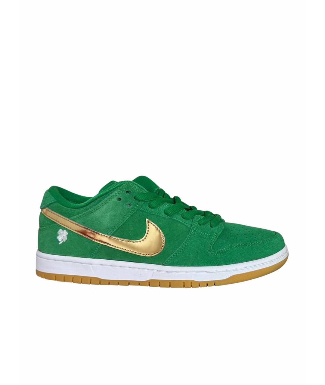 NIKE Зеленые замшевые низкие кроссовки / кеды, фото 1