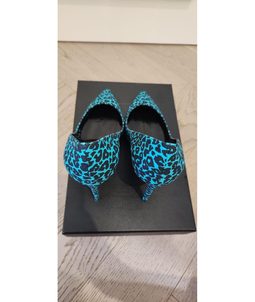 SAINT LAURENT Бирюзовые текстильные туфли, фото 3