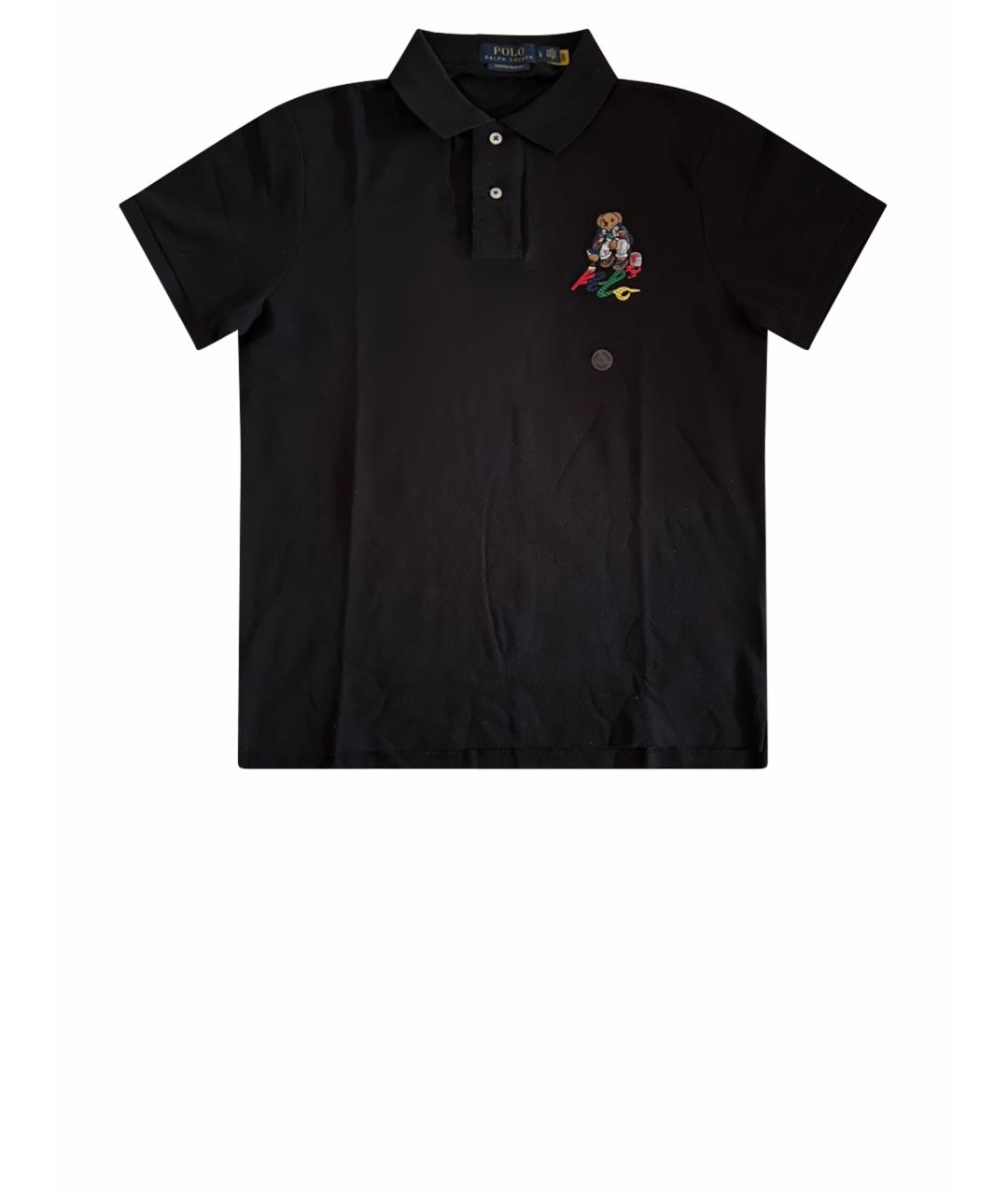 POLO RALPH LAUREN Черное хлопковое поло с коротким рукавом, фото 1