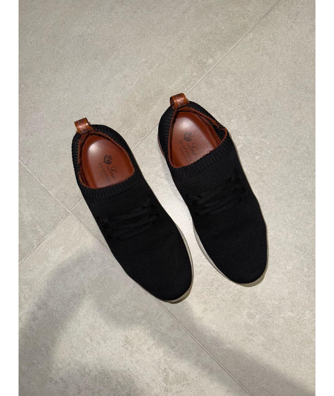 LORO PIANA Черные текстильные низкие кроссовки / кеды, фото 3