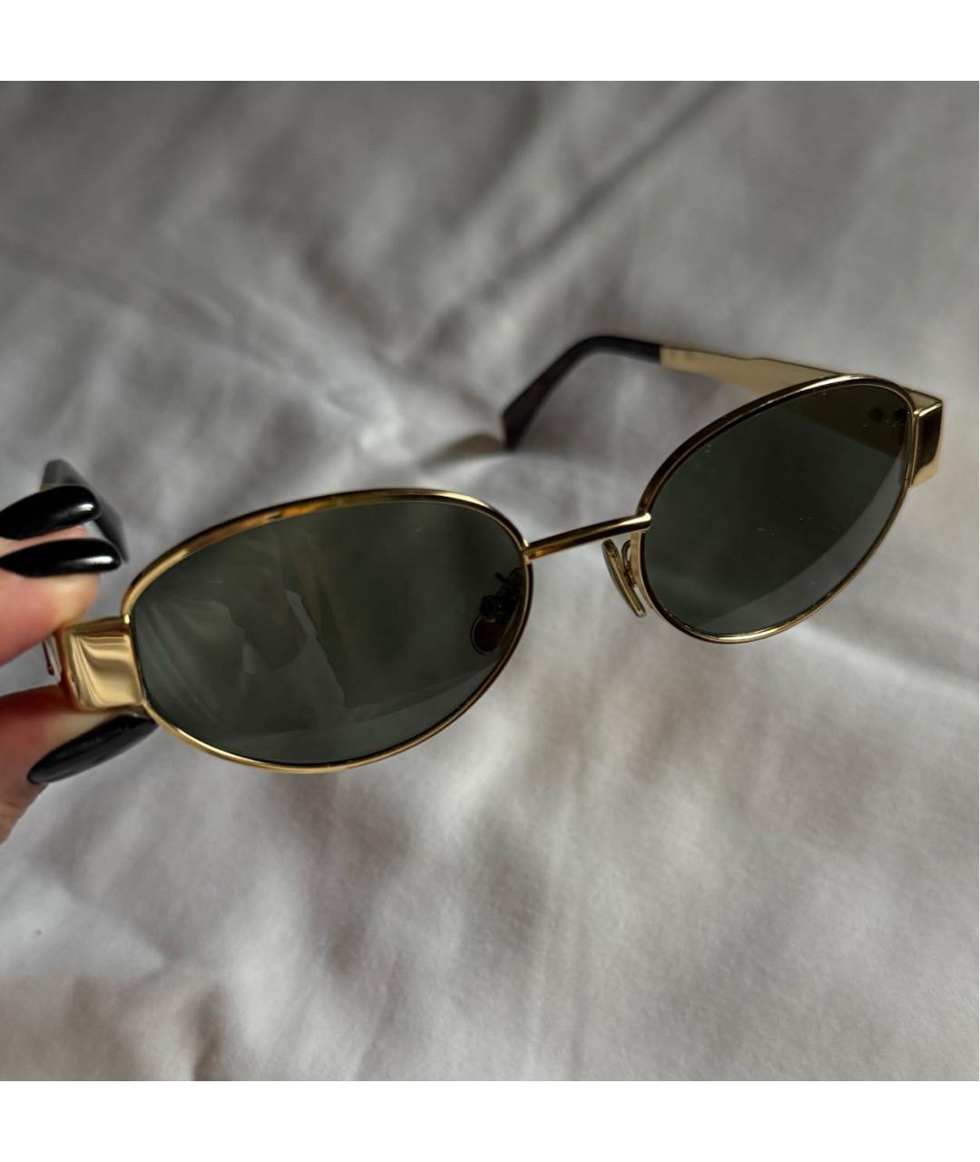 CELINE Золотые металлические солнцезащитные очки, фото 4