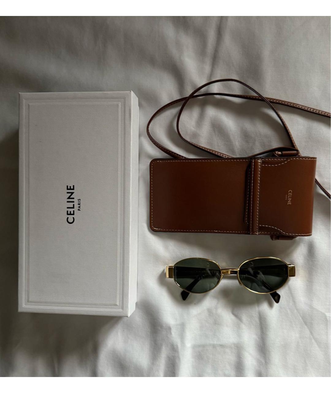 CELINE Золотые металлические солнцезащитные очки, фото 3