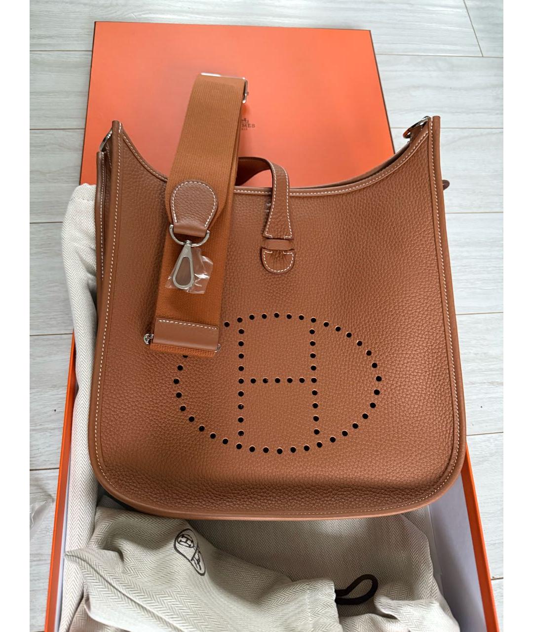 HERMES Коричневая кожаная сумка через плечо, фото 3
