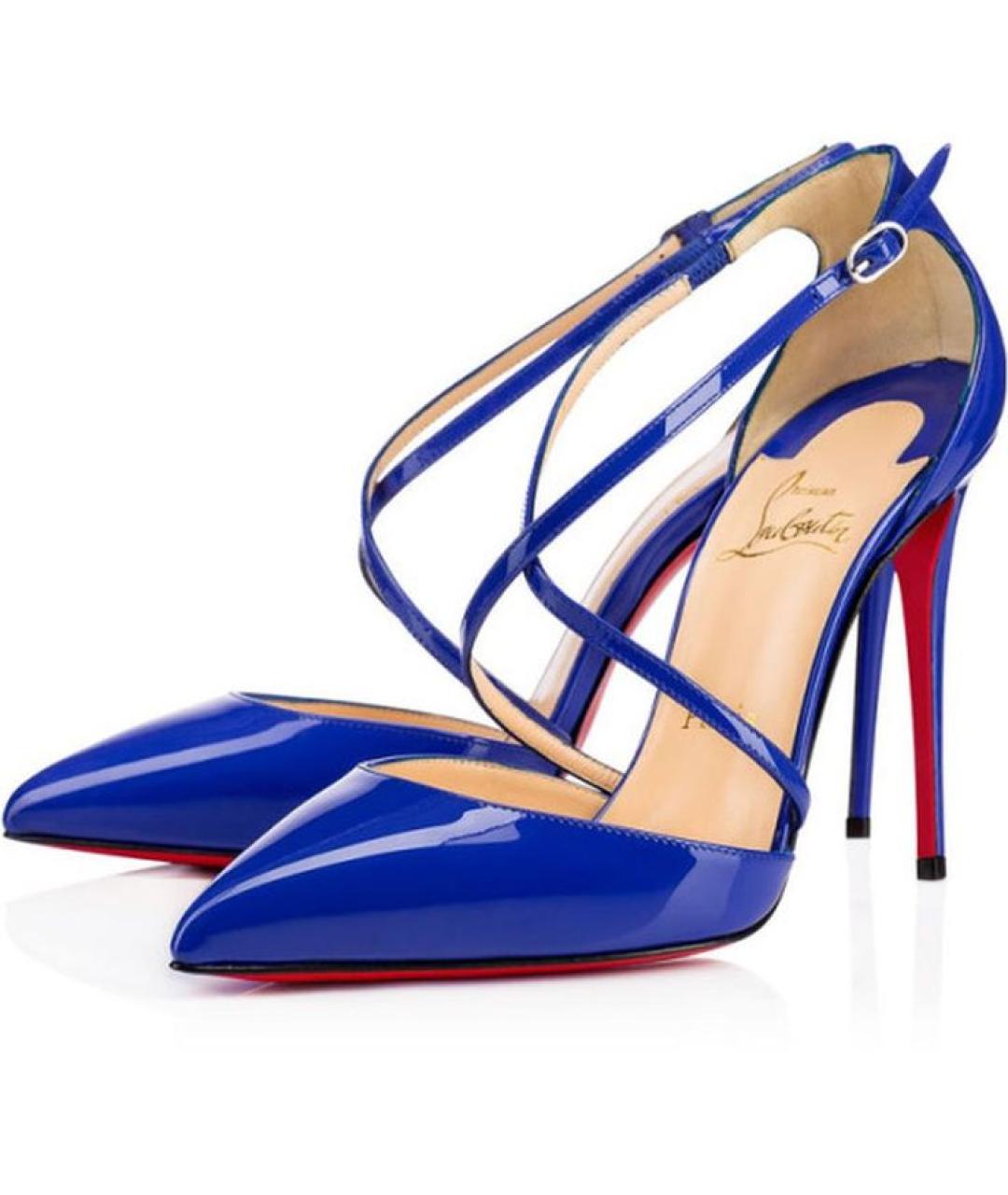 CHRISTIAN LOUBOUTIN Синие туфли из лакированной кожи, фото 2