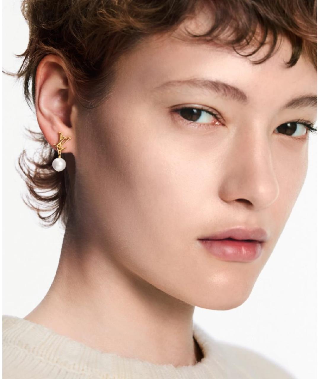 LOUIS VUITTON Золотые латунные серьги, фото 5