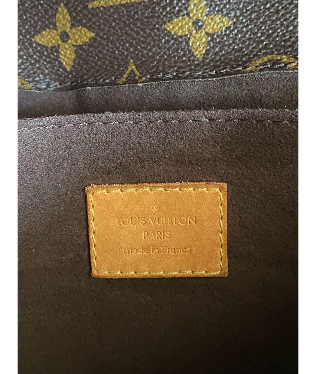 LOUIS VUITTON Коричневая кожаная сумка через плечо, фото 7