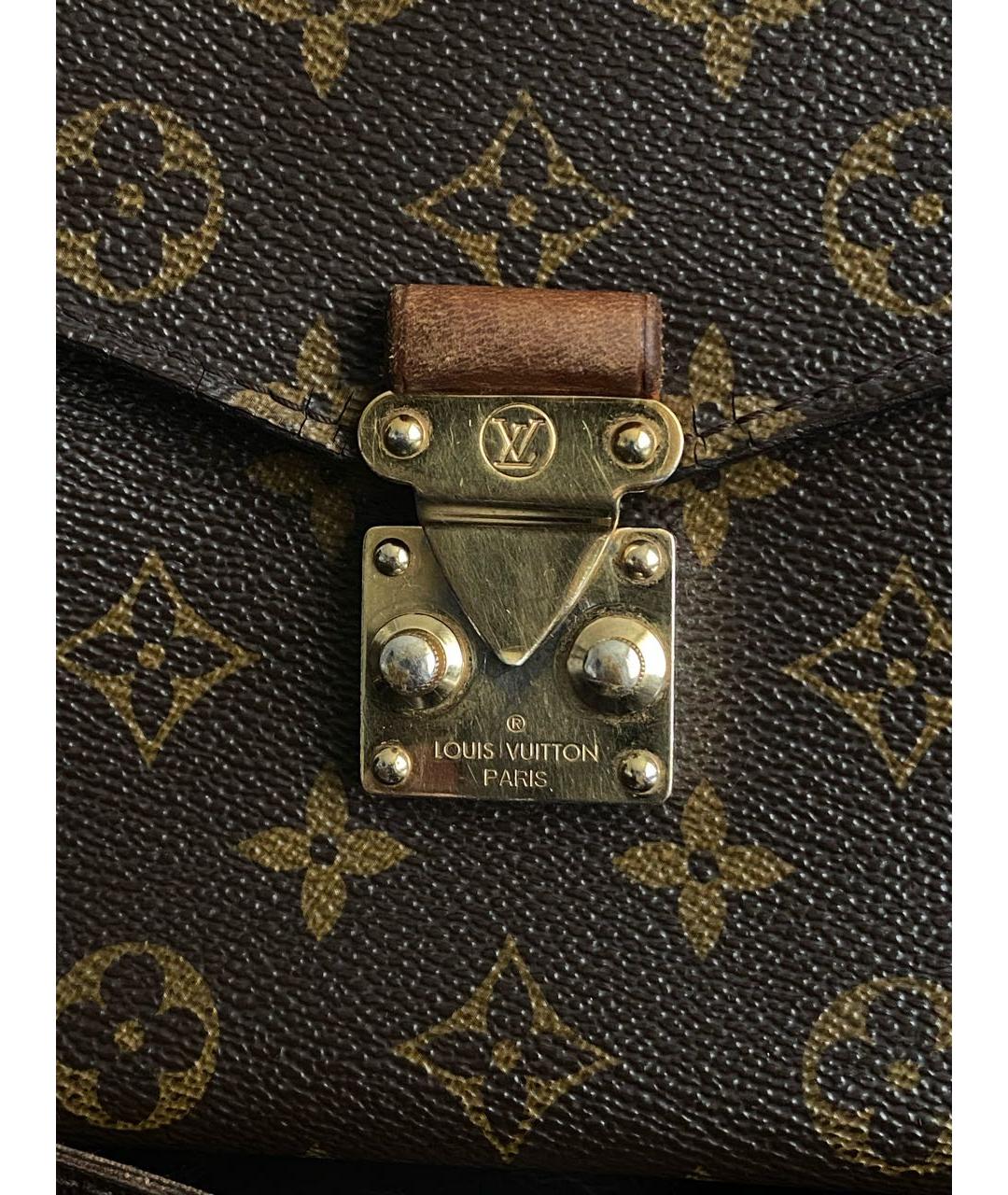 LOUIS VUITTON Коричневая кожаная сумка через плечо, фото 6