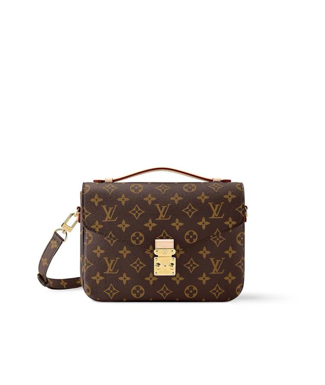 LOUIS VUITTON Коричневая кожаная сумка через плечо, фото 8