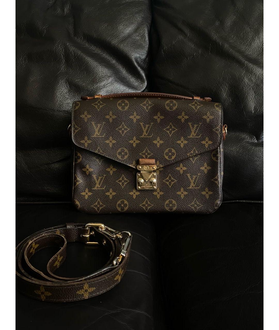 LOUIS VUITTON Коричневая кожаная сумка через плечо, фото 2