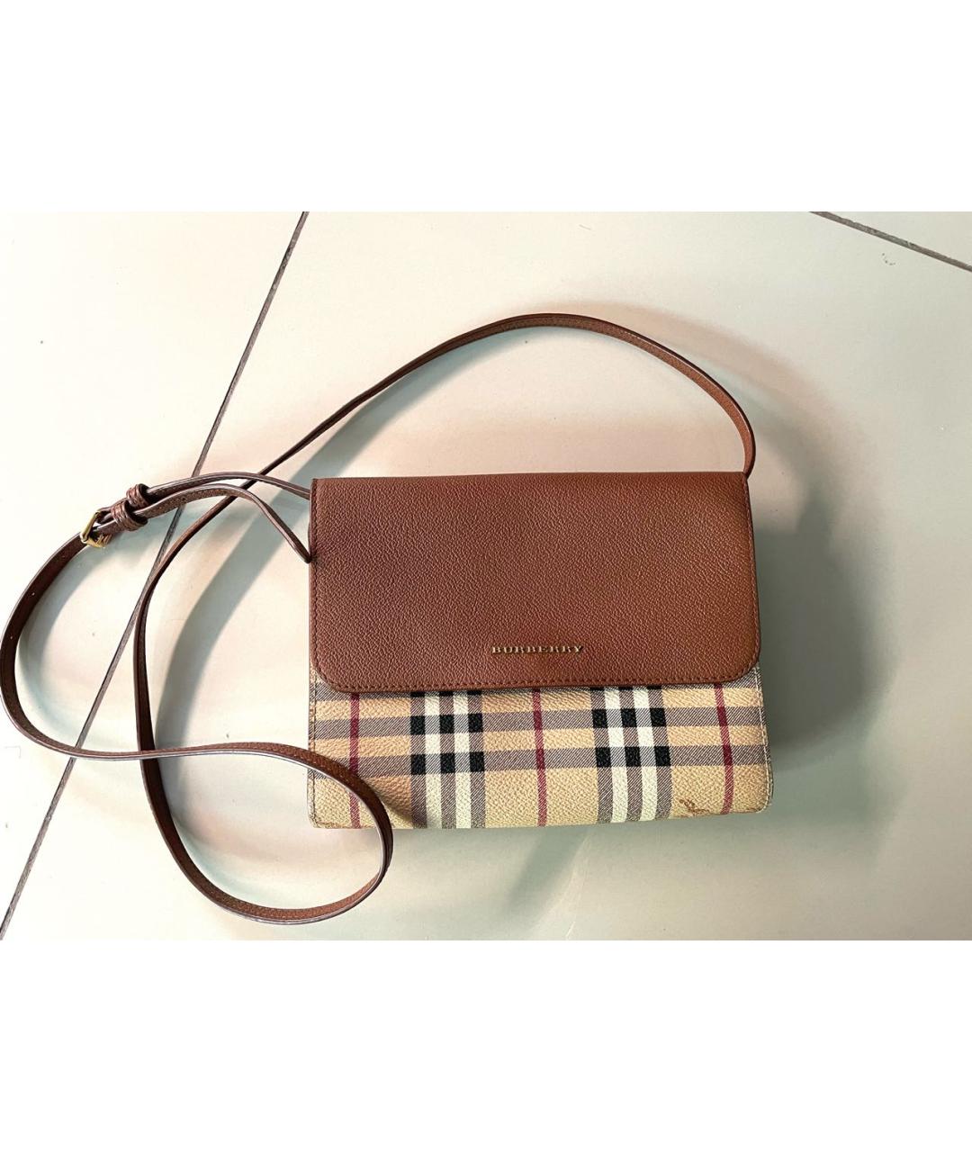 BURBERRY Коричневая кожаная сумка через плечо, фото 2