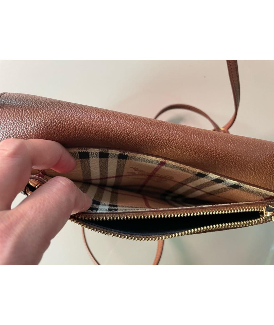 BURBERRY Коричневая кожаная сумка через плечо, фото 5