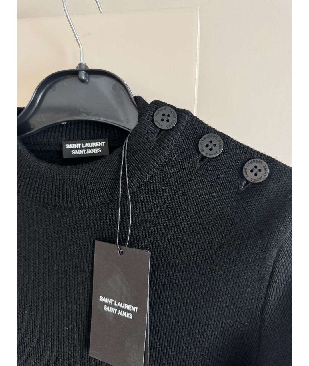 SAINT LAURENT Черное шерстяное повседневное платье, фото 3