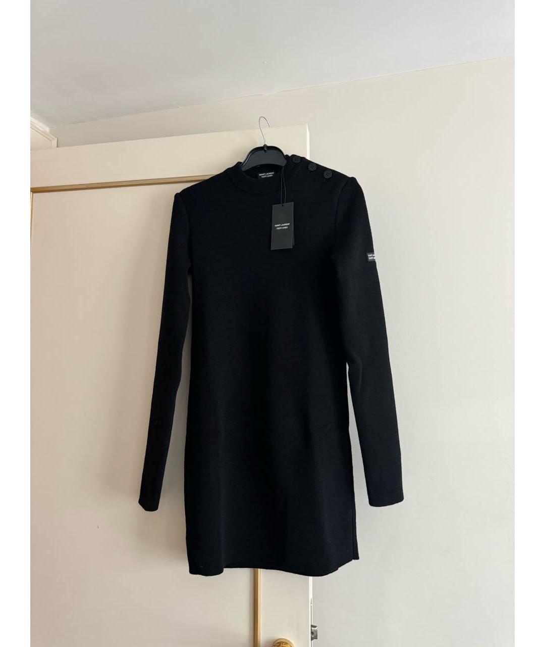 SAINT LAURENT Черное шерстяное повседневное платье, фото 2