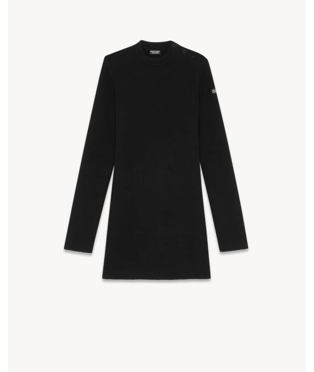 SAINT LAURENT Черное шерстяное повседневное платье, фото 7