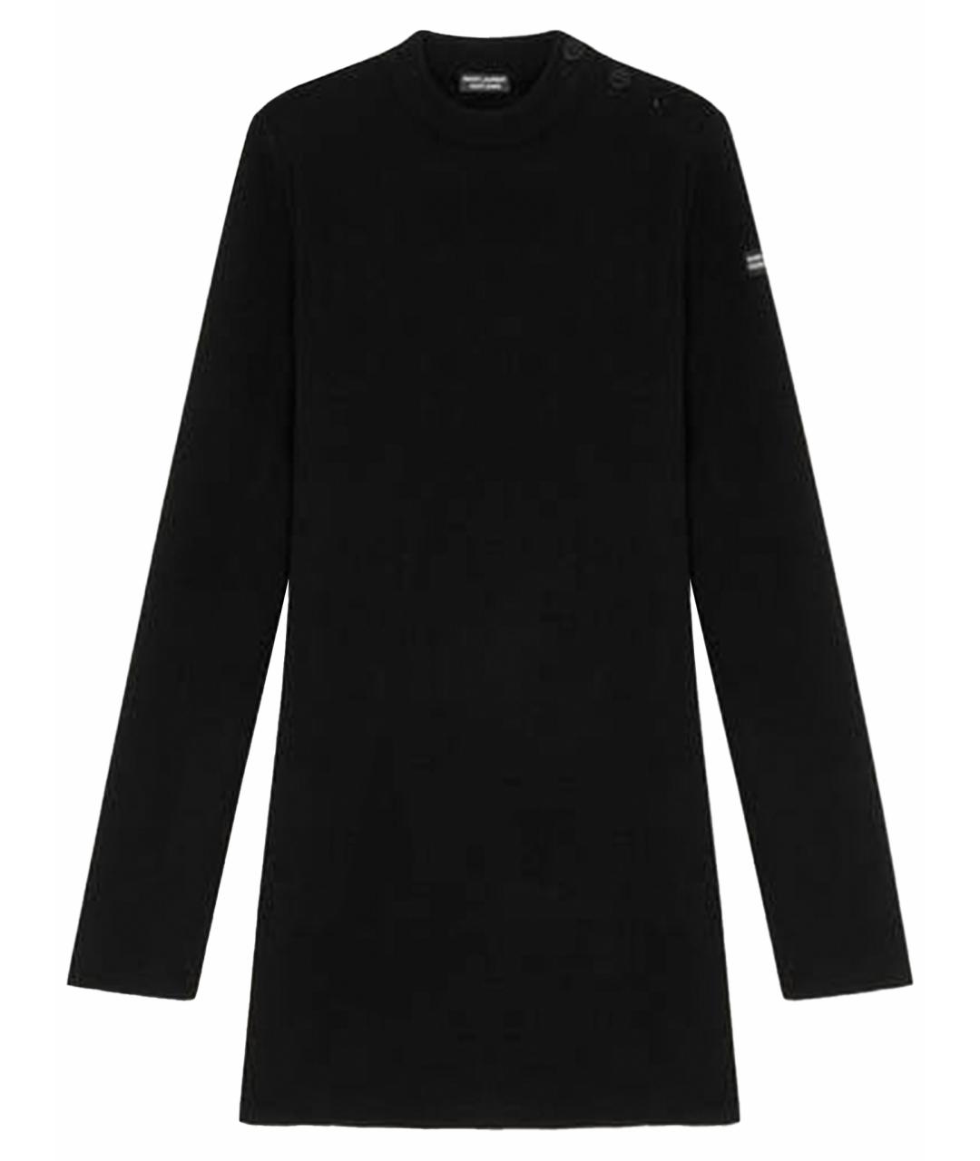 SAINT LAURENT Черное шерстяное повседневное платье, фото 1