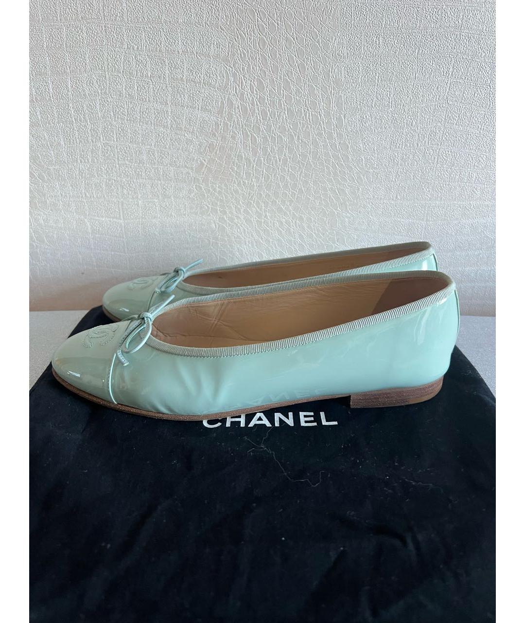 CHANEL Бирюзовые балетки из лакированной кожи, фото 3