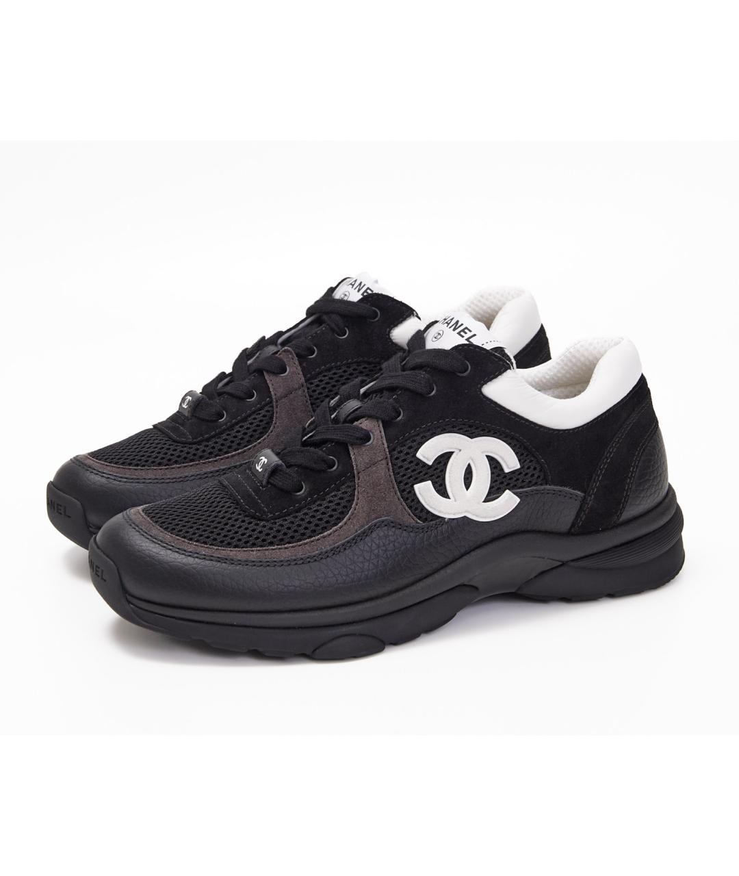CHANEL Черные кожаные кроссовки, фото 6