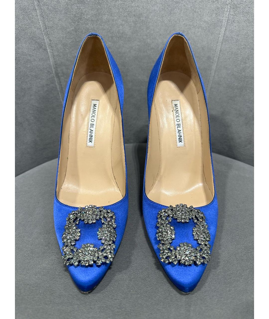 MANOLO BLAHNIK Темно-синие текстильные туфли, фото 2