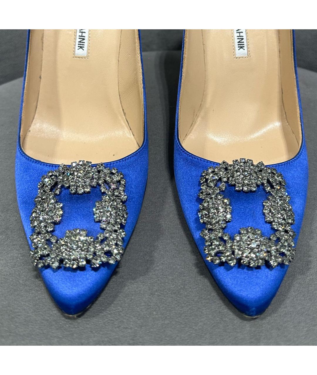 MANOLO BLAHNIK Темно-синие текстильные туфли, фото 4