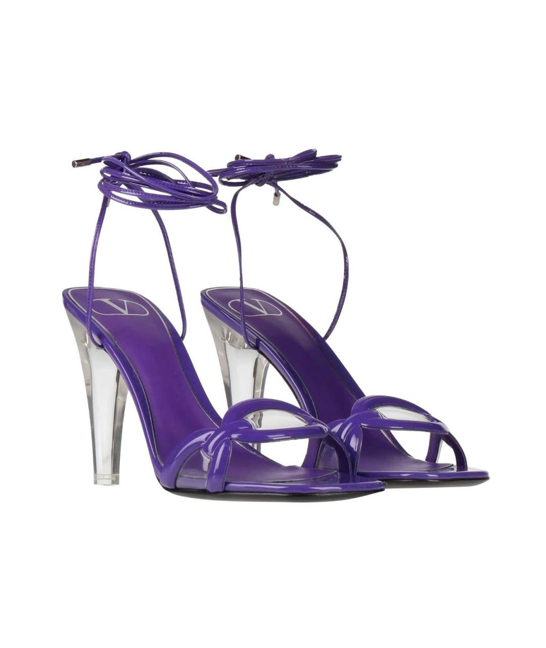 VALENTINO Фиолетовые босоножки из лакированной кожи, фото 4