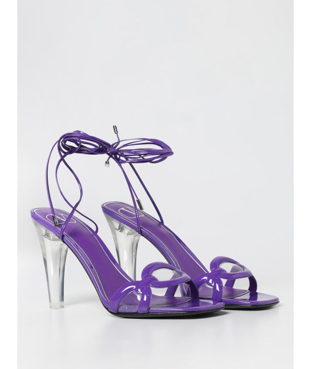 VALENTINO Фиолетовые босоножки из лакированной кожи, фото 3
