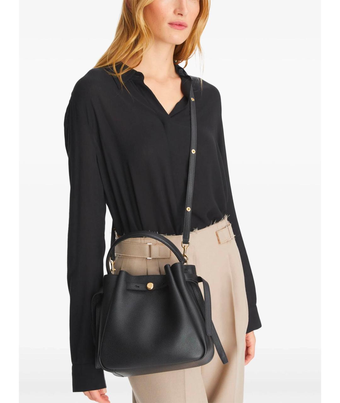 TORY BURCH Черная кожаная сумка тоут, фото 3