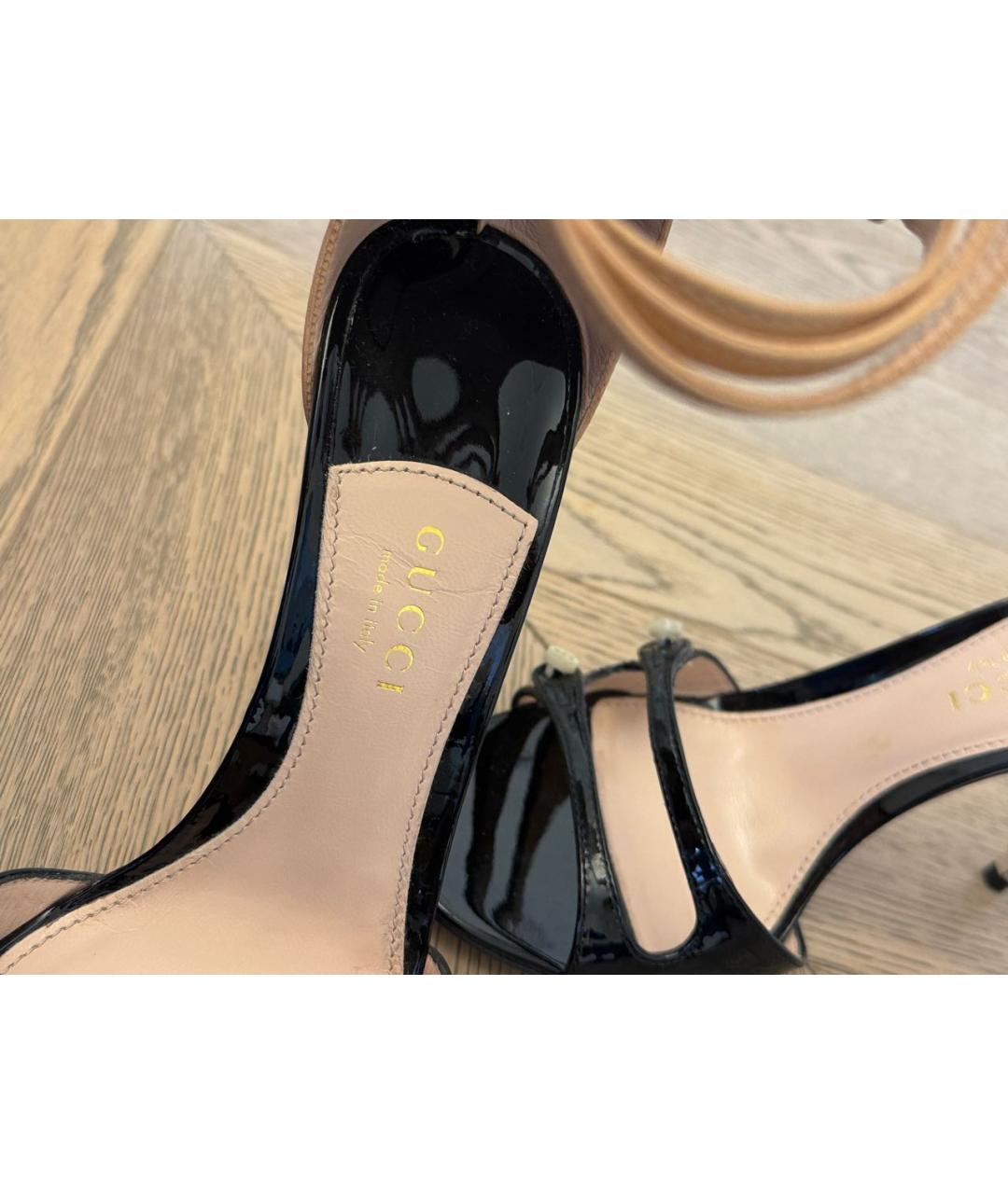 GUCCI Черные кожаные босоножки, фото 5