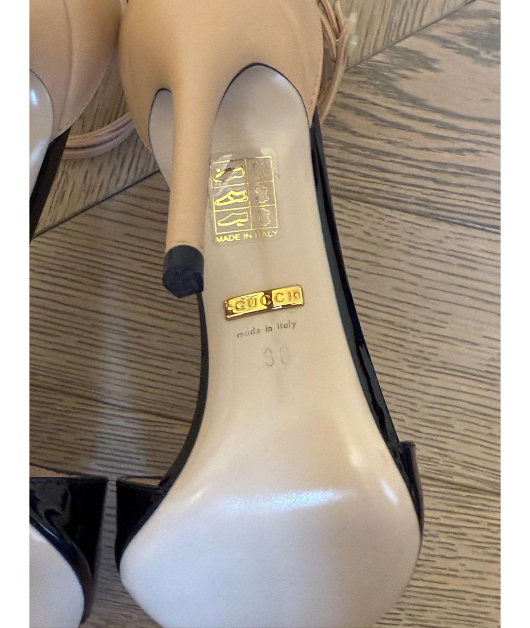 GUCCI Черные кожаные босоножки, фото 2