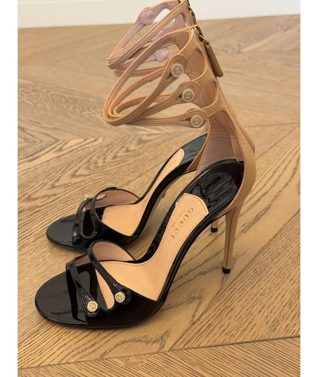 GUCCI Черные кожаные босоножки, фото 6
