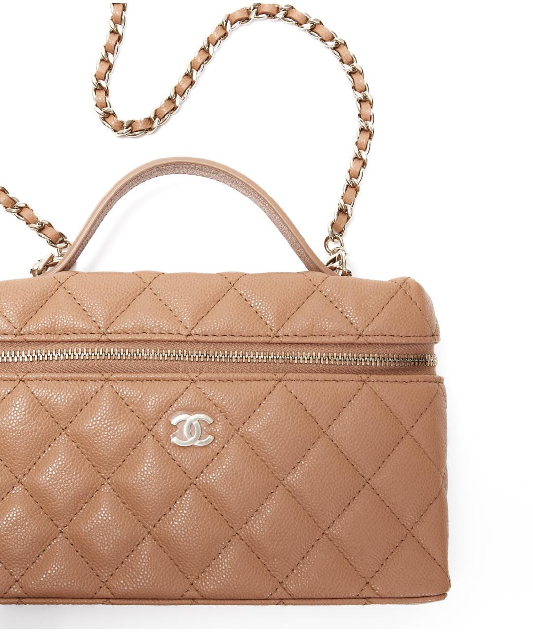 CHANEL Коричневая кожаная сумка с короткими ручками, фото 4