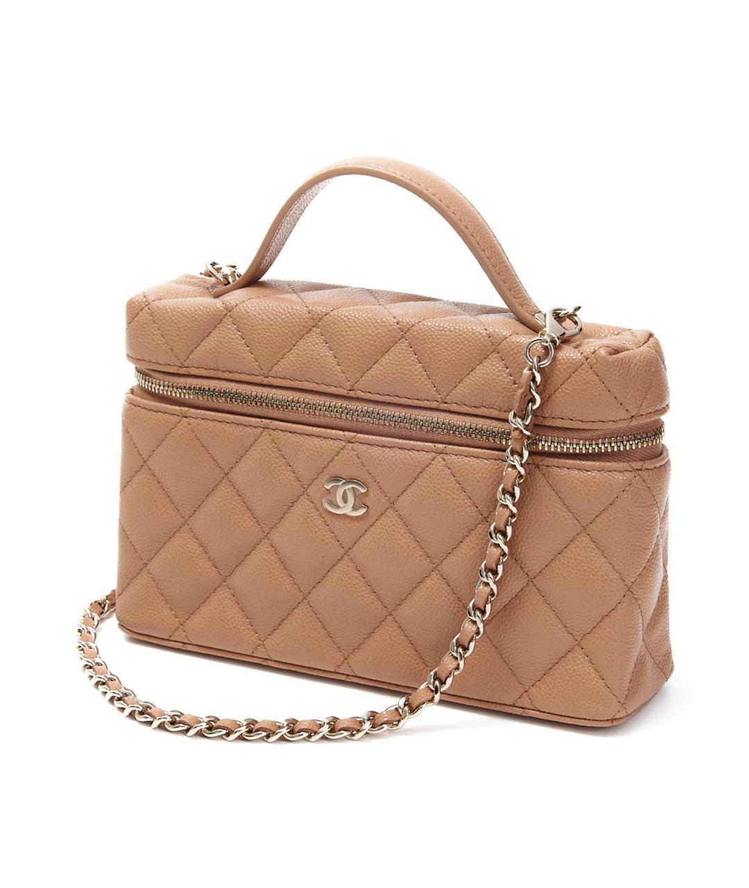 CHANEL Коричневая кожаная сумка с короткими ручками, фото 2