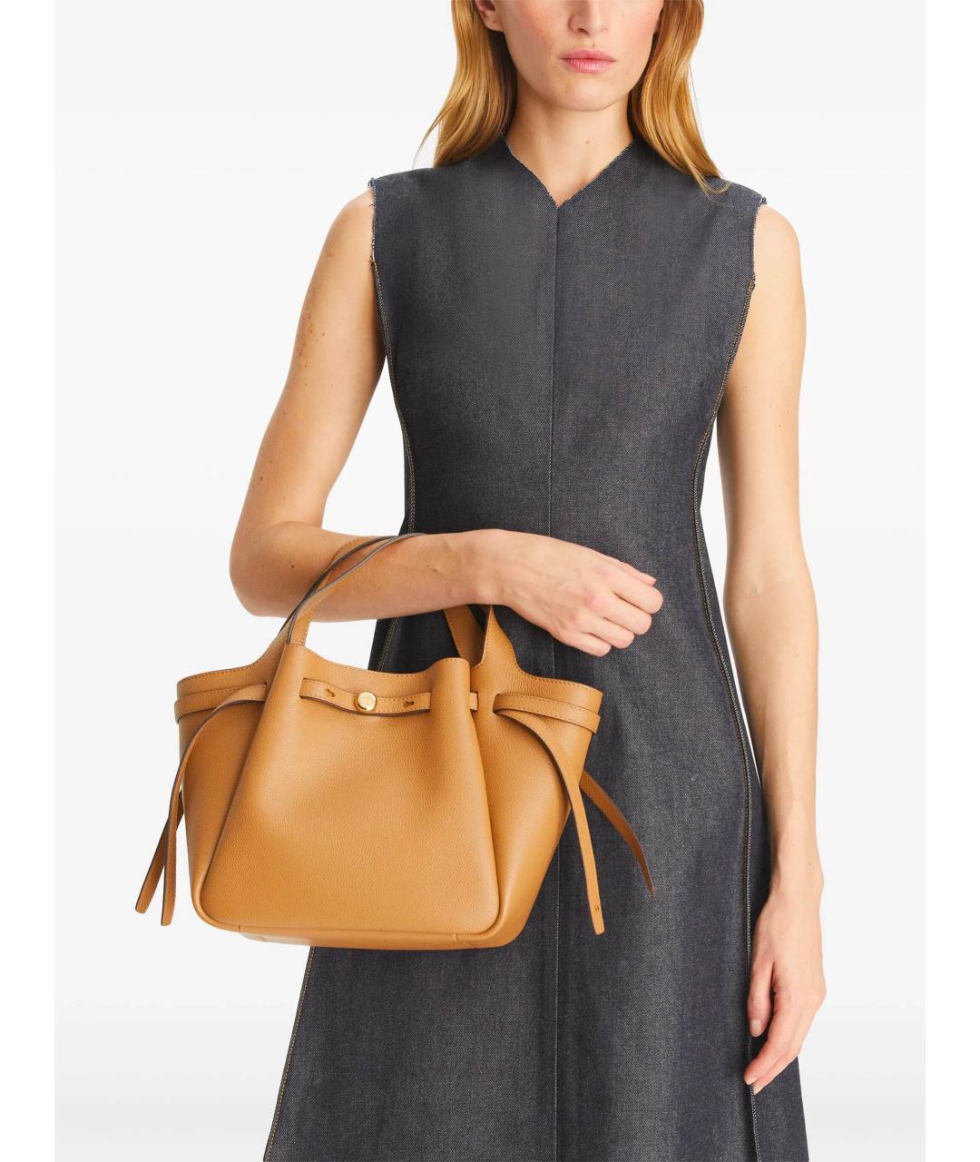 TORY BURCH Бежевая кожаная сумка тоут, фото 2