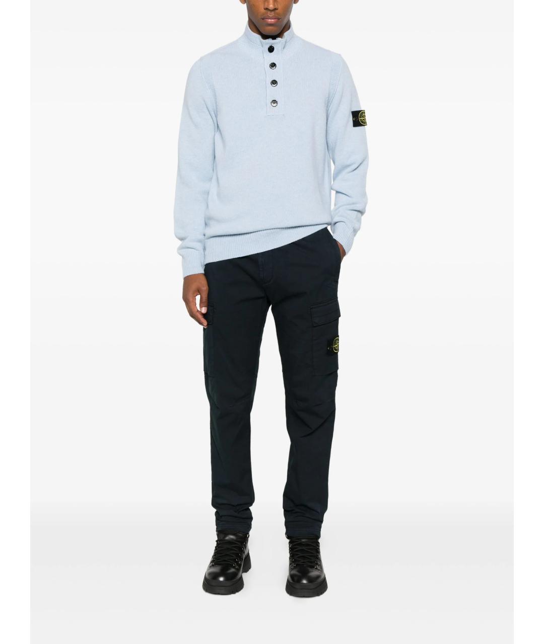 STONE ISLAND Темно-синие хлопковые повседневные брюки, фото 2