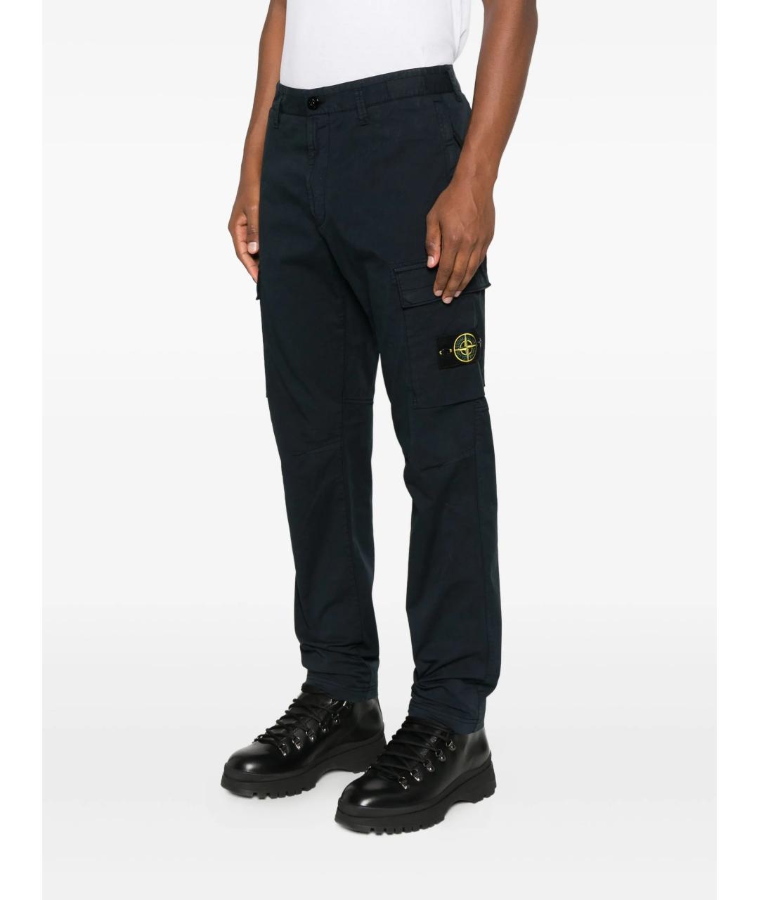 STONE ISLAND Темно-синие хлопковые повседневные брюки, фото 3